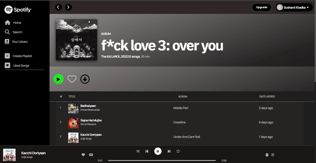 Spotify — project by Sushan Khadka (namelessnerd)
